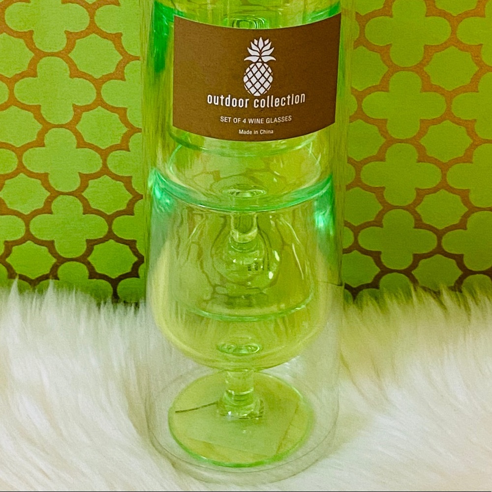8 Green Acrylic Wine Glasses 2 Sets of 4 - Picture 3 of 5